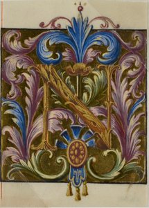 Illumineret initial "N" med akantusblade fra en koralbog af Unknown artist