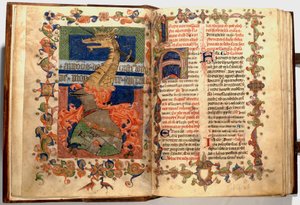 Belysninger fra ff.8v og 9r af Missalet kendt som "Dragonen" af Unknown artist