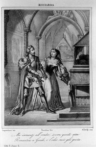 Illustration til scene 2 i 2. akt af "Ricciarda"" af den italienske digter og dramatiker Ugo Foscolo (1778-1827) 1800-tallet af Unknown artist