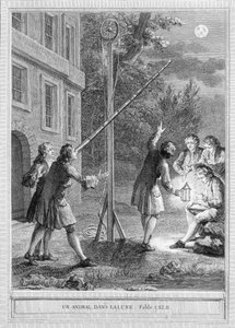 Illustration af fablen "Et dyr i månen" af Jean de la Fontaine af Unknown artist