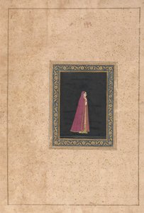 Indisk kvinde i rød og guld kjole af Unknown artist