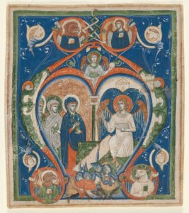 Initial A [ngelus Domini descendit] fra et antifonarium: De tre Mariaer ved graven af Unknown artist