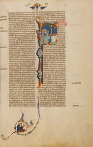 Initial F: Elkanah med Hannah og Peninnah i templet af Unknown artist