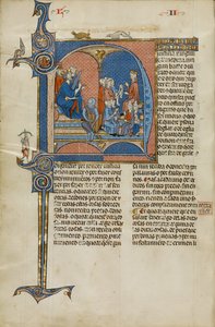 Initial N: Kong James I af Aragon overvåger en domstol af Unknown artist