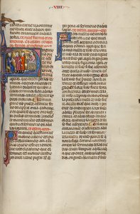 Initial N: To mænd foran en dommer, mens en tredje mand bygger en mølle af Unknown artist