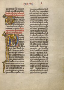 Initial P: Sankt Paulus med en bog og en biskop af Unknown artist