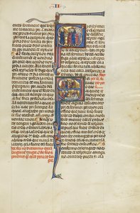 Initial S: En advokat står foran en gruppe mænd; Initial S: En advokat med klienter foran en dommer og En dommer, advokat og klienter ved en mands sygeseng af Unknown artist