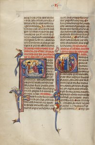 Initial S: To mænd giver hinanden hånden efter et salg af får; Initial Q: Tre mænd foran en dommer peger på en mand med en kølle og en mand, der arbejder ved en ambolt af Unknown artist