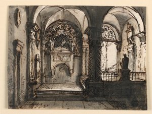Kirkebygningens indre af Unknown artist
