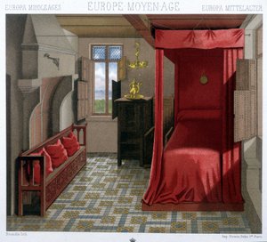 Interiør af et hus i det 15. og 16. århundrede. I “Le costume historique af A. Racinet af Unknown artist