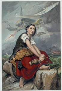 Jeanne hører hendes himmelske stemmer: Ærkeenglen Saint Michael, Saint Catherine og Saint Marguerite beordrede ham til at tage til Frankrig for at hjælpe kongen og forsikrede ham om, at Gud vil hjælpe ham - i "" Jeanne d