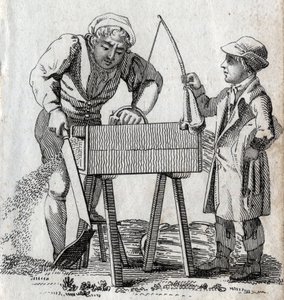 Snedker og lærling. Gravering sidst i 1700-tallet. Privat samling. af Unknown artist
