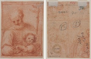 Joseph og barn (rekto); Fragment af to figurer (verso) af Unknown artist