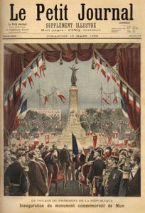 Rejse for republikkens præsident, Felix Faure (1841-1899), til indvielsen af monumentet til minde om greven af Nices tilknytning til Frankrig. Indgravering i "" Le petit journal""/1896. Selvas samling. af Unknown artist