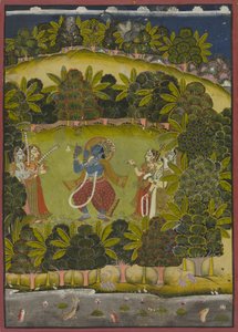 Krishna fløjter for gopierne af Unknown artist