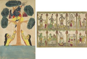 Krishna stjæler cowgirlernes tøj (Gopis) (recto); Das Avataras, Ti inkarnationer af Vishnu (verso) af Unknown artist