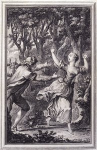 La Clochette- i ""Fortællinger og noveller på vers"" af Jean La Fontaine. 1762. af Unknown artist