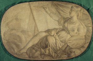 La Peinture (allegori, dekorativt maleri til Hôtel La Rivière i Canillac) af Unknown artist