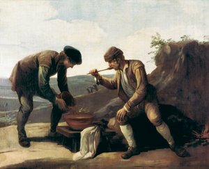 La Sopa Boba eller morgenmaden, Anonymt maleri fra det 18. århundrede. Madrid. Lazarus Galdiano Foundation af Unknown artist