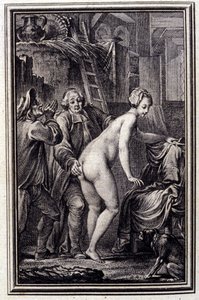 La mare du compere Pierre- i ""Fortællinger og noveller på vers"" af Jean La Fontaine. 1762. af Unknown artist