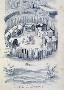 Byen Pomeivue (kolonilejr i Canada) - i "" Dialog eller interview af en franskmand med en vild" af Unknown artist