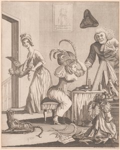 Dame forbereder sig til aften ved et bal af Unknown artist