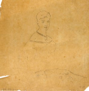 Dame i aftenkjole med figur af Venus fra Milo af Unknown artist