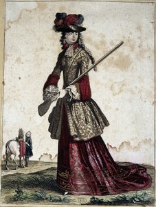Dame i jagten - gravering af Unknown artist