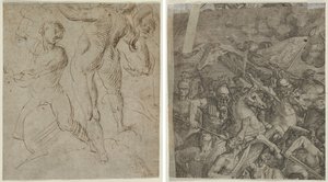 Laocoön (recto); Slaget ved Milvian Bridge (fragment) (verso) af Unknown artist