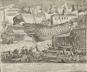 Lancering af Howe, med 120 kanoner, ved Chatham af Unknown artist
