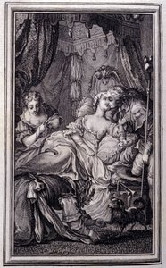 Den lille hund, der skyder penge og sten - i "Fortællinger og noveller på vers" af Jean La Fontaine. 1762. af Unknown artist