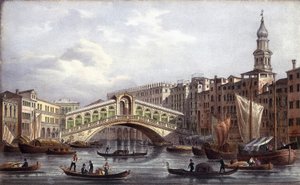 Le pont Rialto - i "" Album med de vigtigste udsigter over Venedig", ill. af Marco Moro, red. Gio Brizeghel, v.1840 af Unknown artist