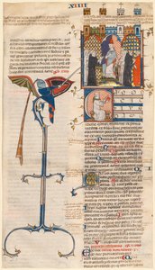 Blad udskåret fra et "Decretum" af Gratian: Initial C [anonici af en bestemt kirke] med en siddende gejstlig af Unknown artist