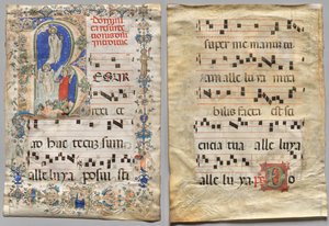 Leaf from a Gradual: Historiated initial R: The Resurrection (recto) og initial D (verso) af Unknown artist