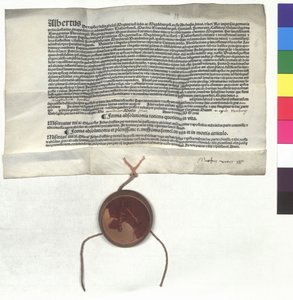 Afladsbrev fra Albert af Brandenburg (1490-1545), ærkebiskop af Mainz, på bemyndigelse fra pave Leo X (John de Medici) af Unknown artist