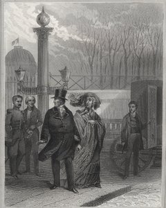 Louis Philippe og hans familie uden for Tuileries-paladset - Abdikation af Louis-Philippe I, 24. februar 1848 og etablering af den anden republik - revolution i februar 1848. Folket stormede Tuilerierne den 24. februar 1848 efter slægtninge af Unknown artist