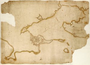 Louisburg fæstning og havn, Cape Breton, ca. 1745 (manuskript) af Unknown artist