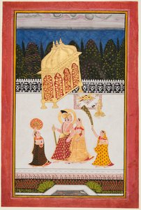 Maharana Ari Singh II af Mewar (r. 1761-73) med sin gemalinde på en terrasse af Unknown artist