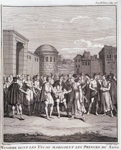 Maine, hvis inkaer giftede sig med blodets fyrster - i ""Historisk rejse i Sydamerika lavet på ordre fra kongen af ​​Spanien"" af Don Georges Juan & Don Antoine de Ulloa, T.II, red. Jombert, King