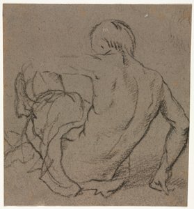 Mand siddende på jorden, set bagfra (recto) af Unknown artist