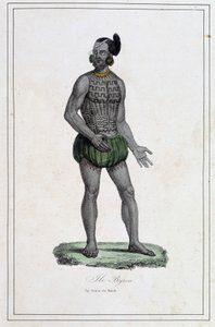 Man of Byron Islands with tattoos (Polynesien) - i "The different peoples of the earth" af Abbe Paul Jonhanneaud, Librairie des Bons livres af Unknown artist