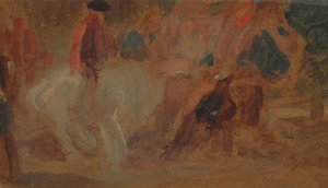 Mand på en hvid hest af Unknown artist