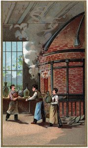 Fremstilling af porcelæn: madlavning. Kromolitografi fra slutningen af det 19. århundrede af Unknown artist