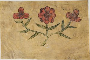 Manuskriptudskæring med blomster af Unknown artist