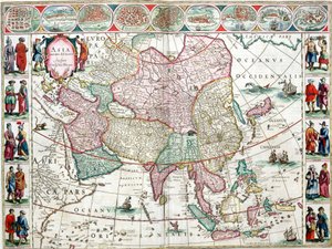 Kort over Asien fra Bleau Atlas af Unknown artist