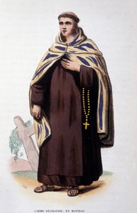 Medlem af Carmelordenen løs (Orden of Our Lady of Mount Carmel). Indgravering af det 19. århundrede af Unknown artist