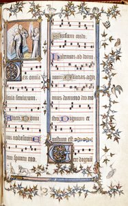 Missal of Saint Denis, ca. 1350. Miniature forestillende Clotaire (Clothaire) og Dagobert. af Unknown artist
