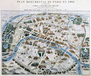 Monumental plan for Paris i 1882 af Unknown artist