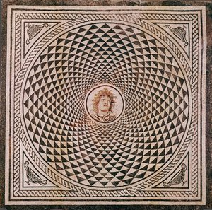 Mosaikgulv med Medusas hoved af Unknown artist