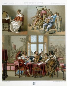 Musik i Europa i det 17. århundrede - i "" Le costume historique"" af Racinet af Unknown artist